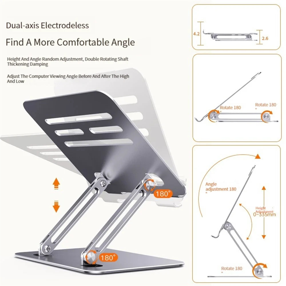 BONERUY P89 Tablet Stand for Desk Hollow Heat Dissipation Adjustable Tablet Holder Carbon Steel Tablet Riser - Dark Grey - 2