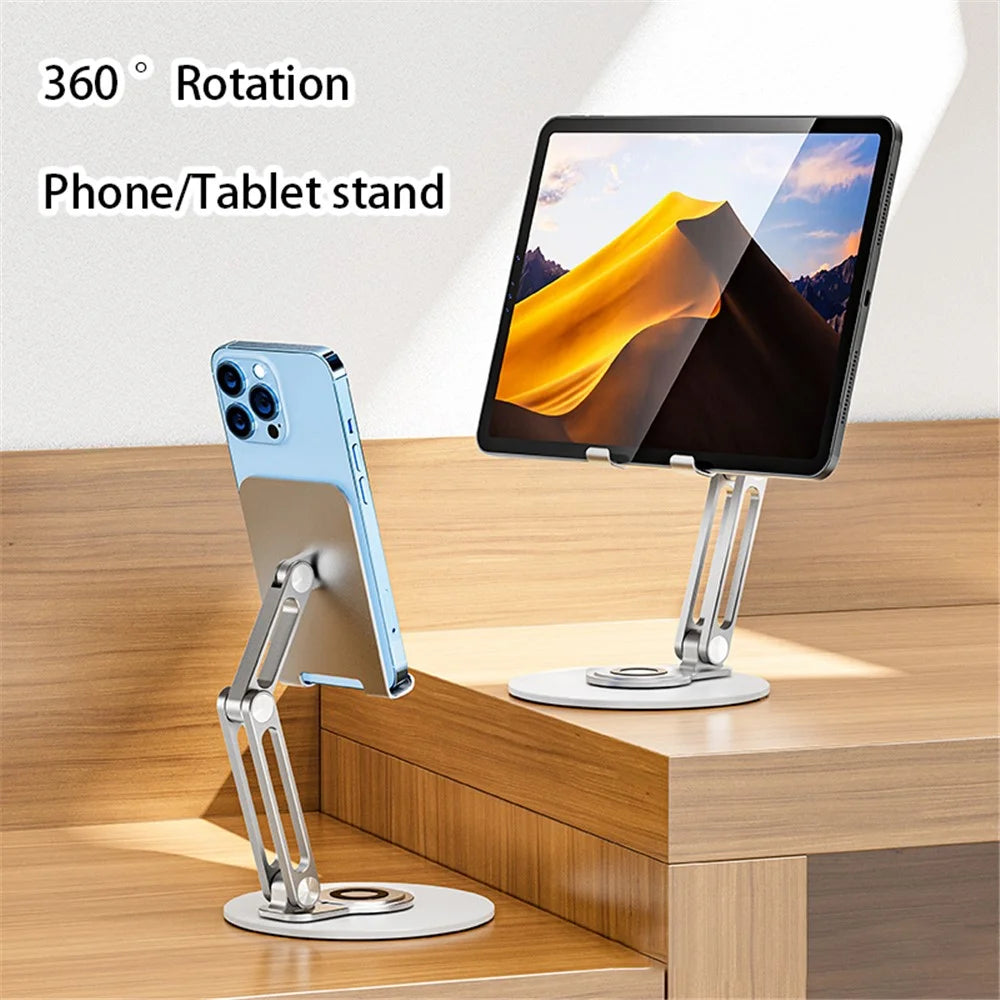 BONERUY L06MINI Tablet Stand Holder Adjustable Aluminum Alloy Desktop Phone Mount Stand 360 Degree Rotating Cradle - Silver - 2