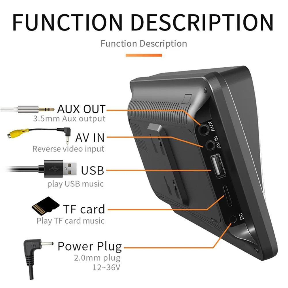 W505B Portable FM Car Player 2.4G / 5G Dual Frequency 7.0-inch HD Touch Display Car Player with 4LED Camera - 6