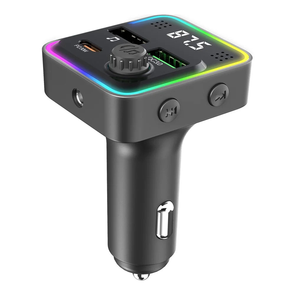 C71 Bluetooth-compatible Car Charger 3-in-1 PD 30W Cigarette Lighter Charger Adapter with FM Transmitter - 2