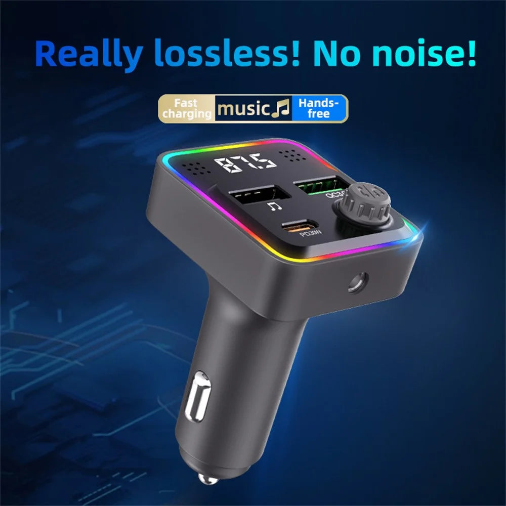 C71 Bluetooth-compatible Car Charger 3-in-1 PD 30W Cigarette Lighter Charger Adapter with FM Transmitter - 4