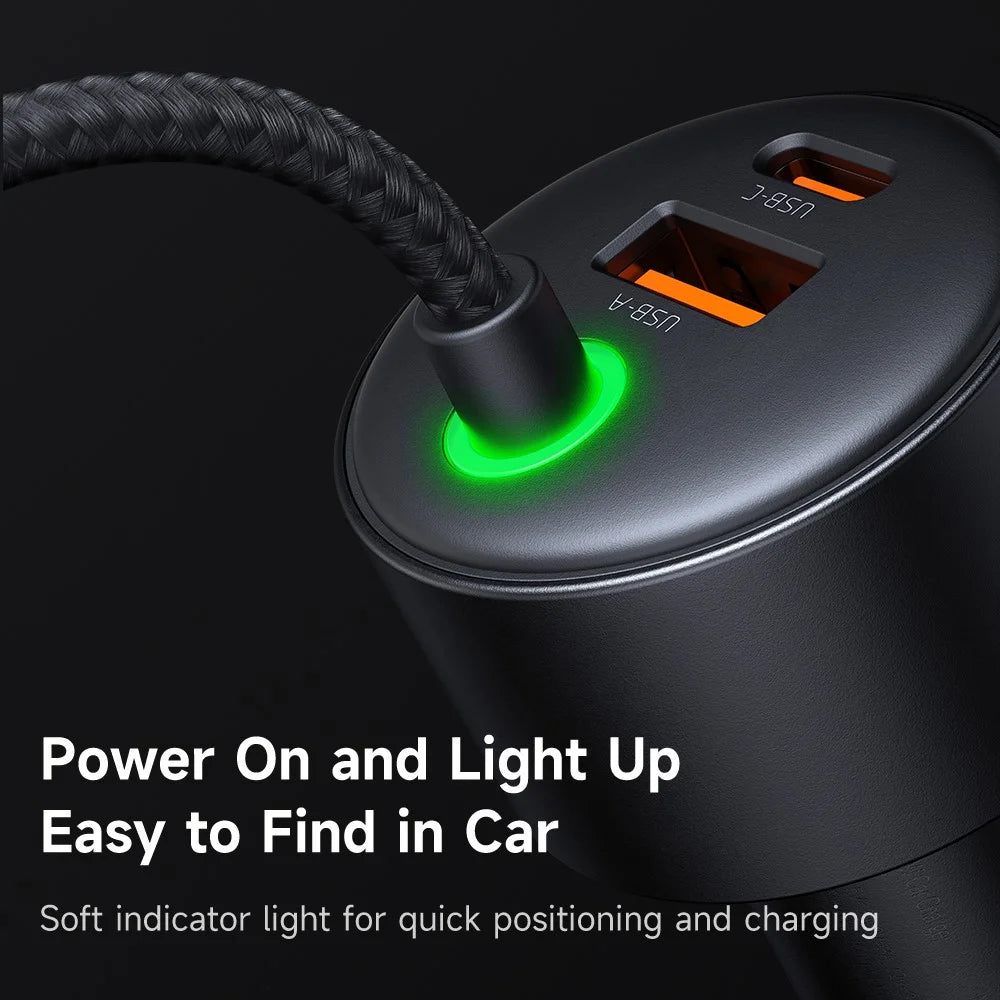 MCDODO CC-037 120W Dual Port Car Charger Fast Charging Spring Cable Charger with USB-C / iP Cables - 7
