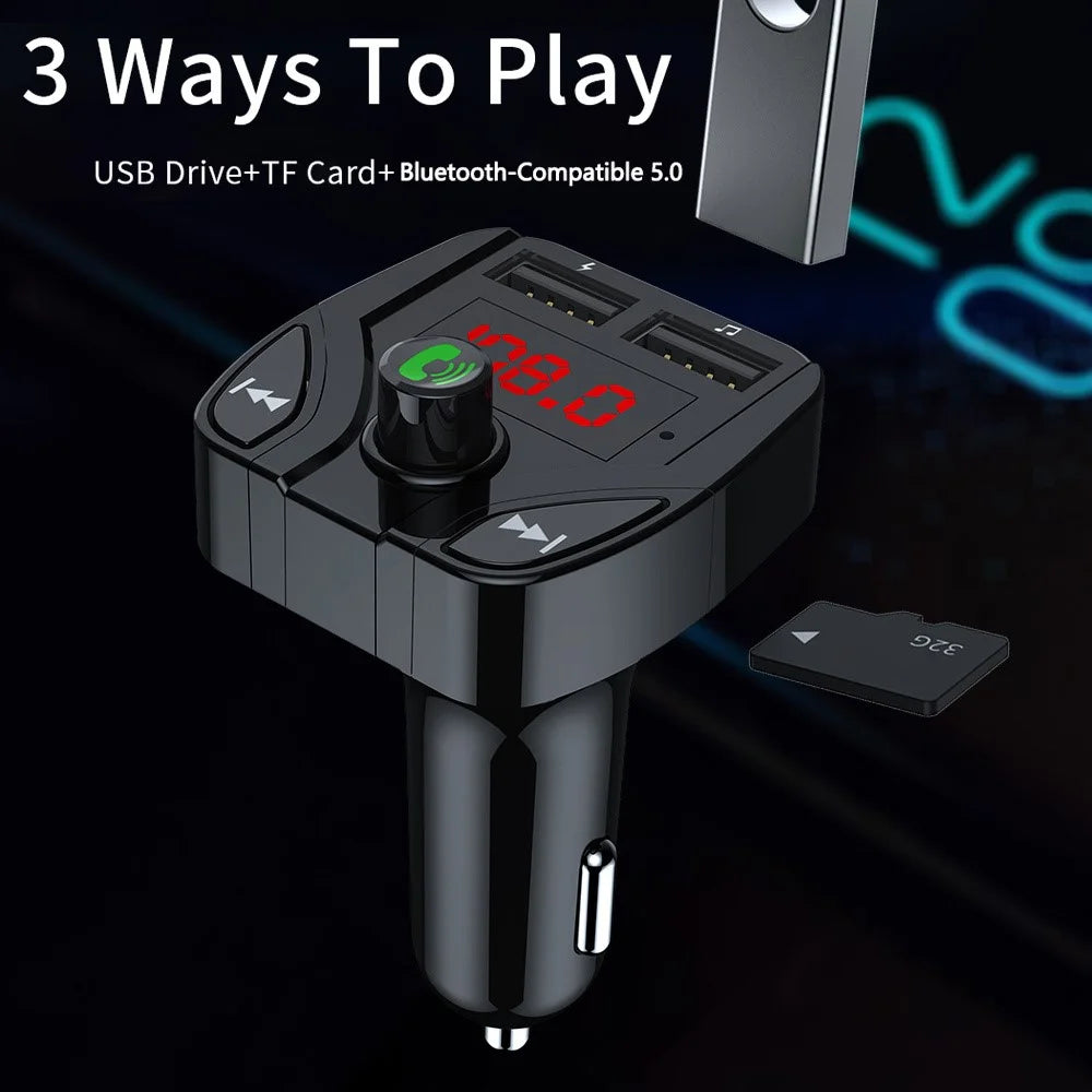 X2 Car MP3 Player Bluetooth-Compatible Hands Free Calling FM Transmitter with 3.1A USB Charging Port - 6