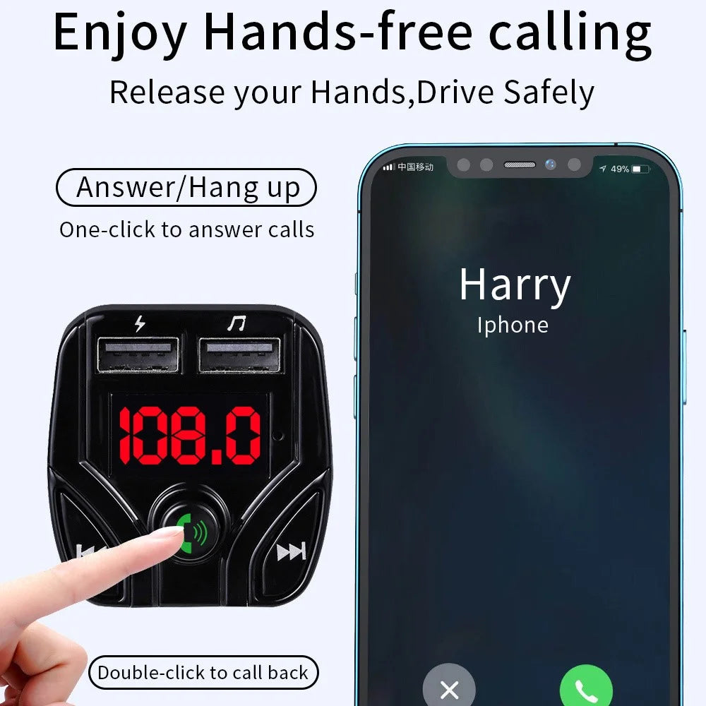 X2 Car MP3 Player Bluetooth-Compatible Hands Free Calling FM Transmitter with 3.1A USB Charging Port - 7