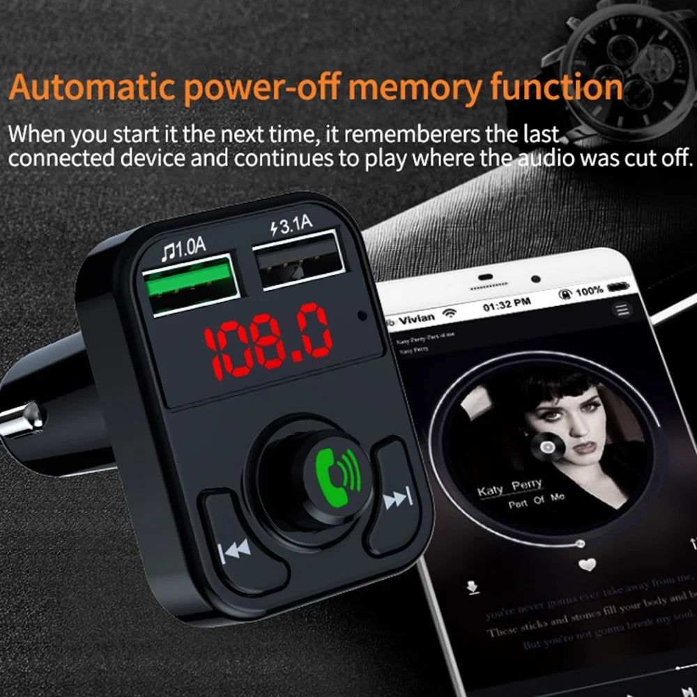 X3 Car FM Radio Bluetooth-Compatible Hands Free Calling MP3 Player Music Receiver with 3.1A USB Charging Port - 7