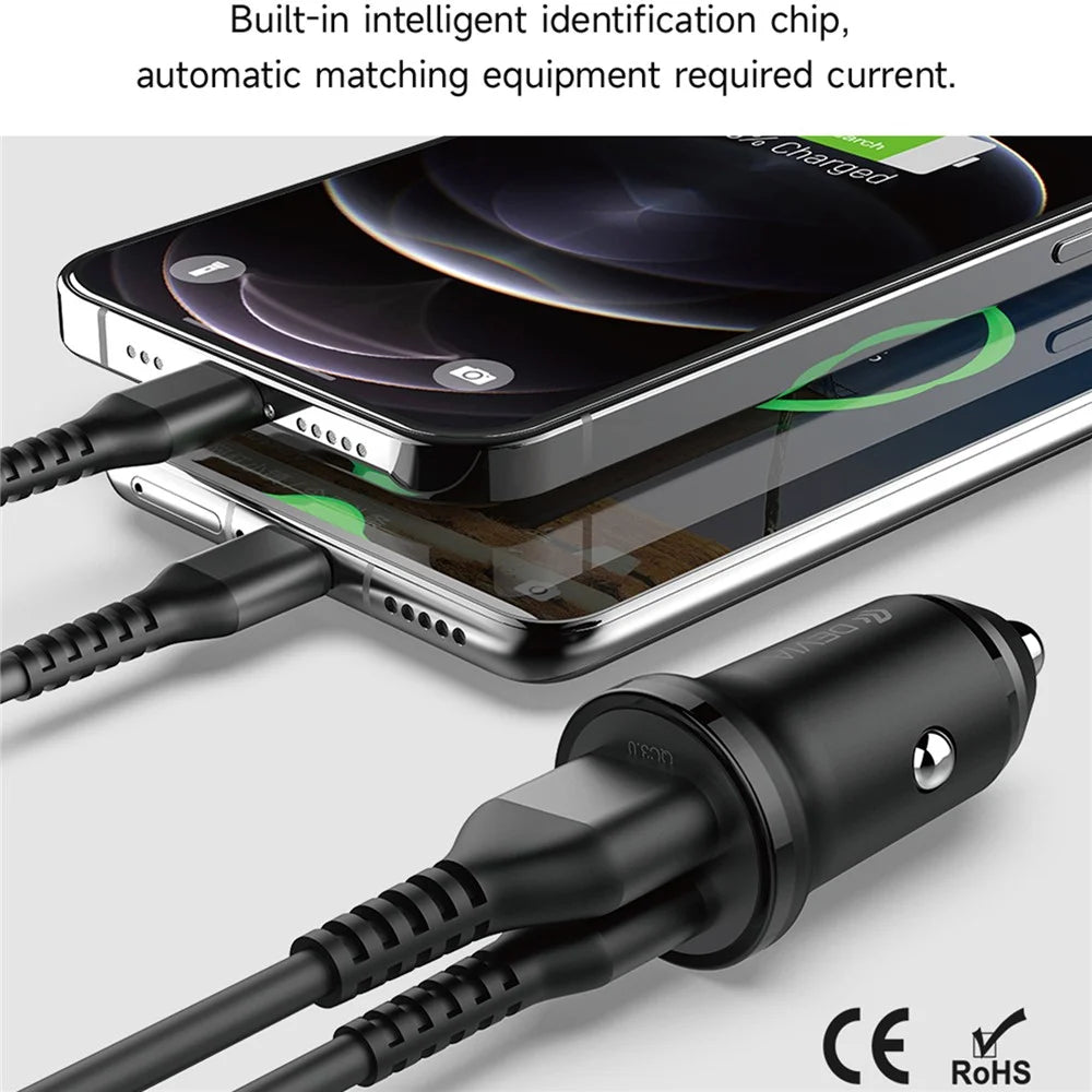 DEVIA EA442 Smart Series Mini PD 30W+QC3.0 Car Charger USB+Type-C Fast Charging Adapter - 4