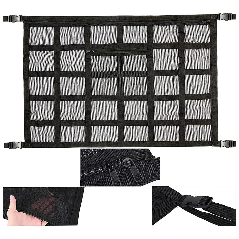 70x50cm Double-Layer Car Roof Storage Net Pocket Vehicle Interior Roof Storage Mesh Organizer - 7