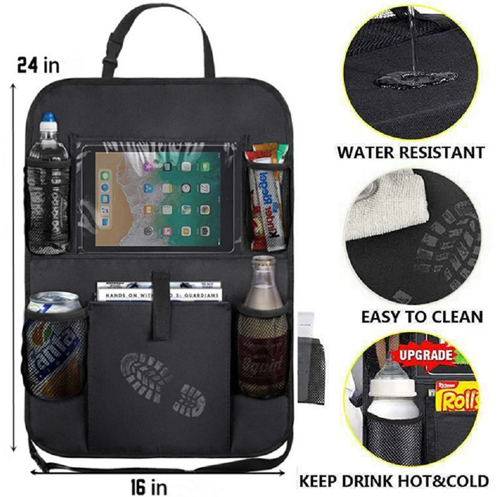 BY-1050 Multi-Pocket Car Back Seat Organizer Protector Hanging Storage Bag with Transparent Tablet Pouch - 3
