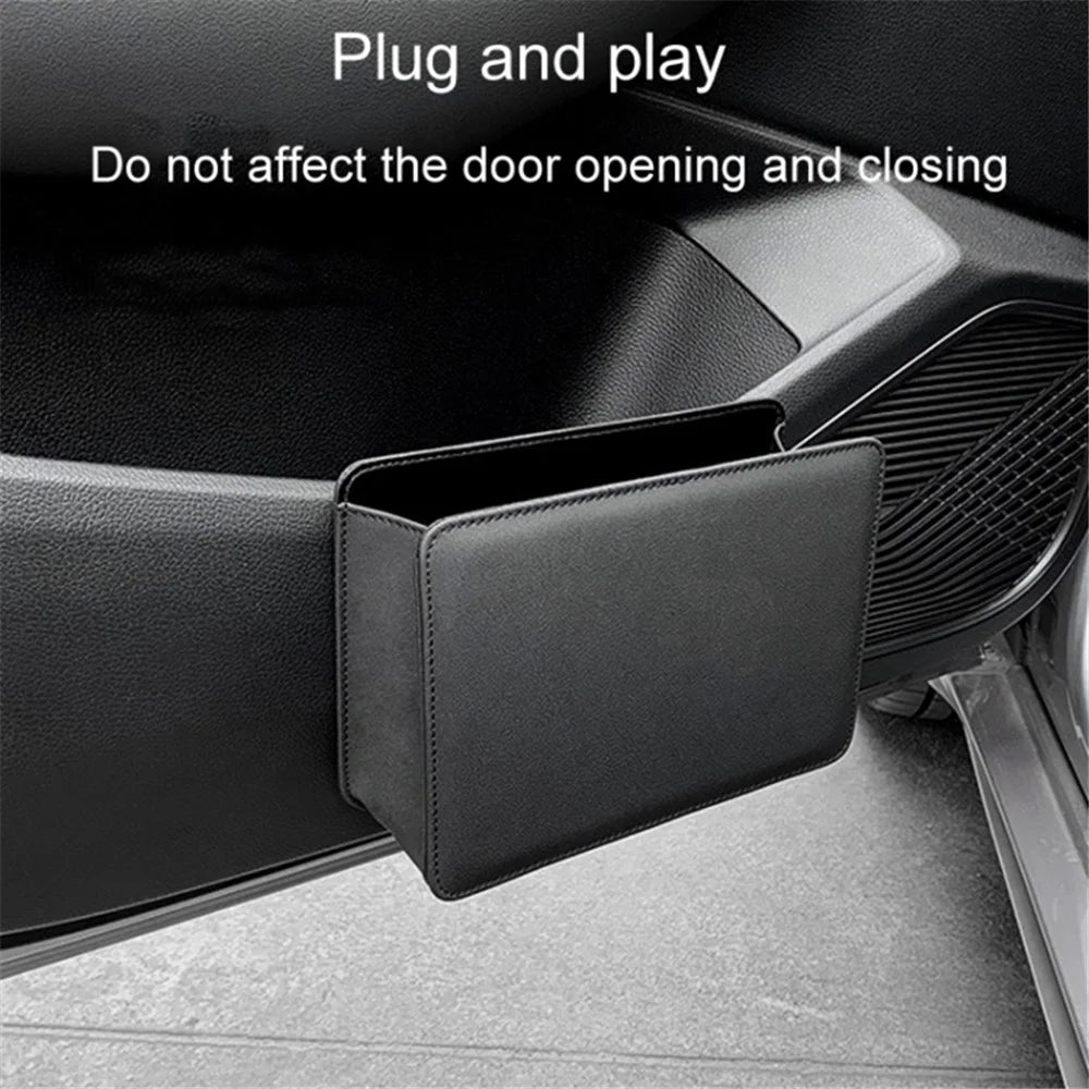 Car Seat Gap Organizer Leather Storage Box Seat Back Side Organizer for Phones Keys - Black - 4