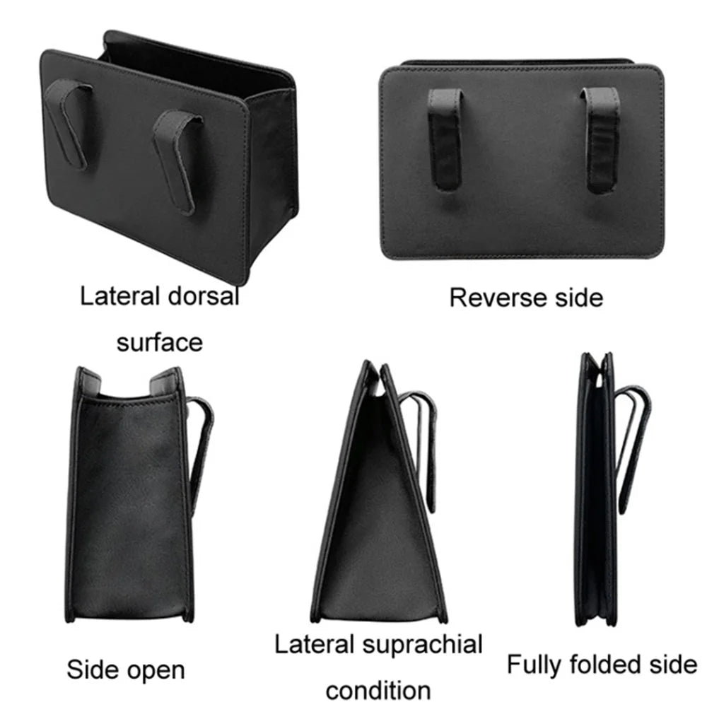 Car Seat Gap Organizer Leather Storage Box Seat Back Side Organizer for Phones Keys - Black - 6