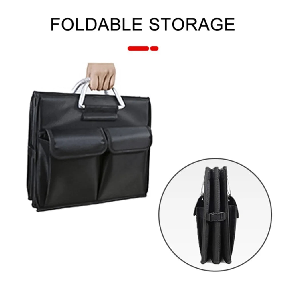 Lengthened Size L 100L Car Trunk Storage Box Oxford Cloth Foldable Organizer with Lid - Black - 2