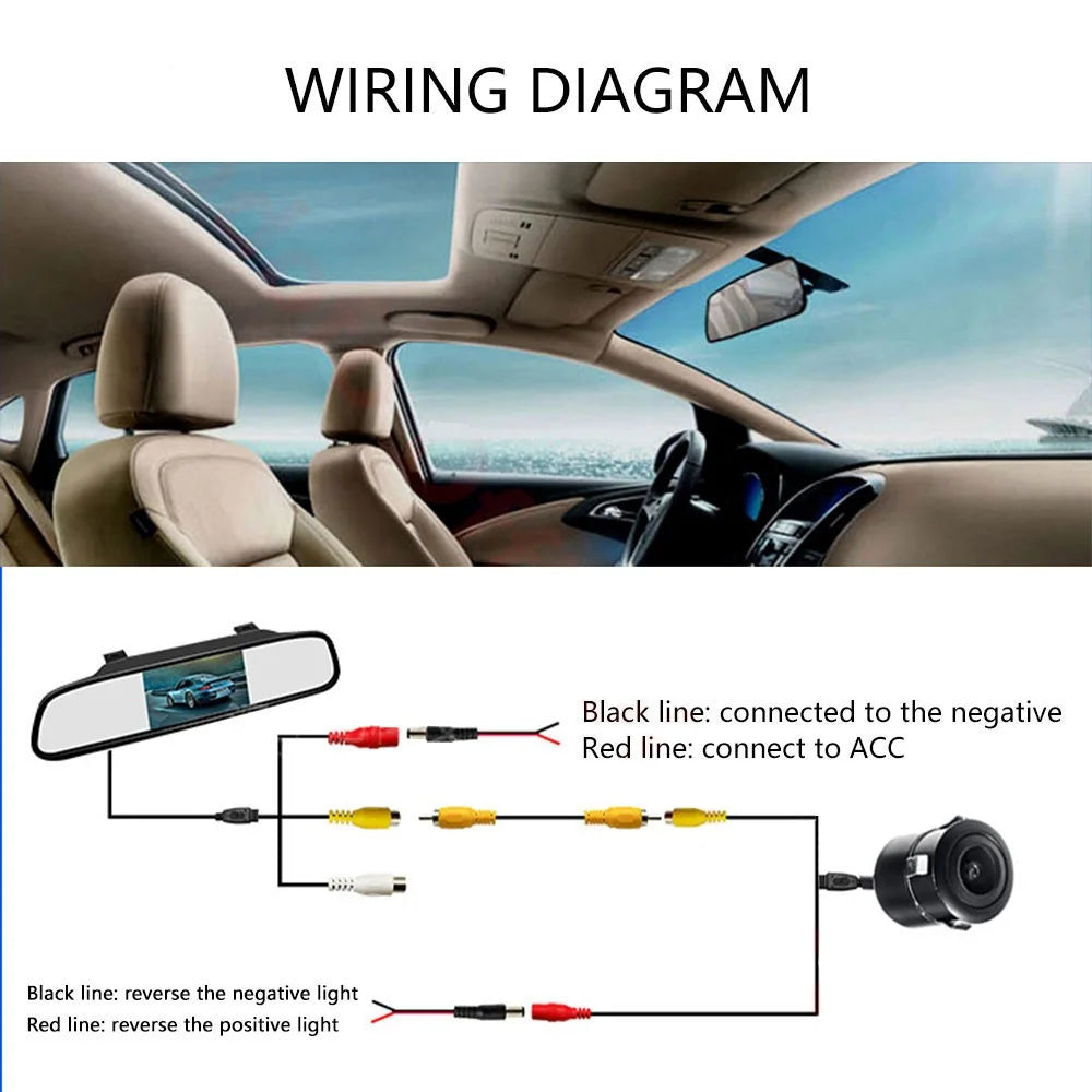 RG-202 Car Rear View Mirror Display 4.3'' Truck Rearview Mirror Screen with Waterproof Round Camera - 7