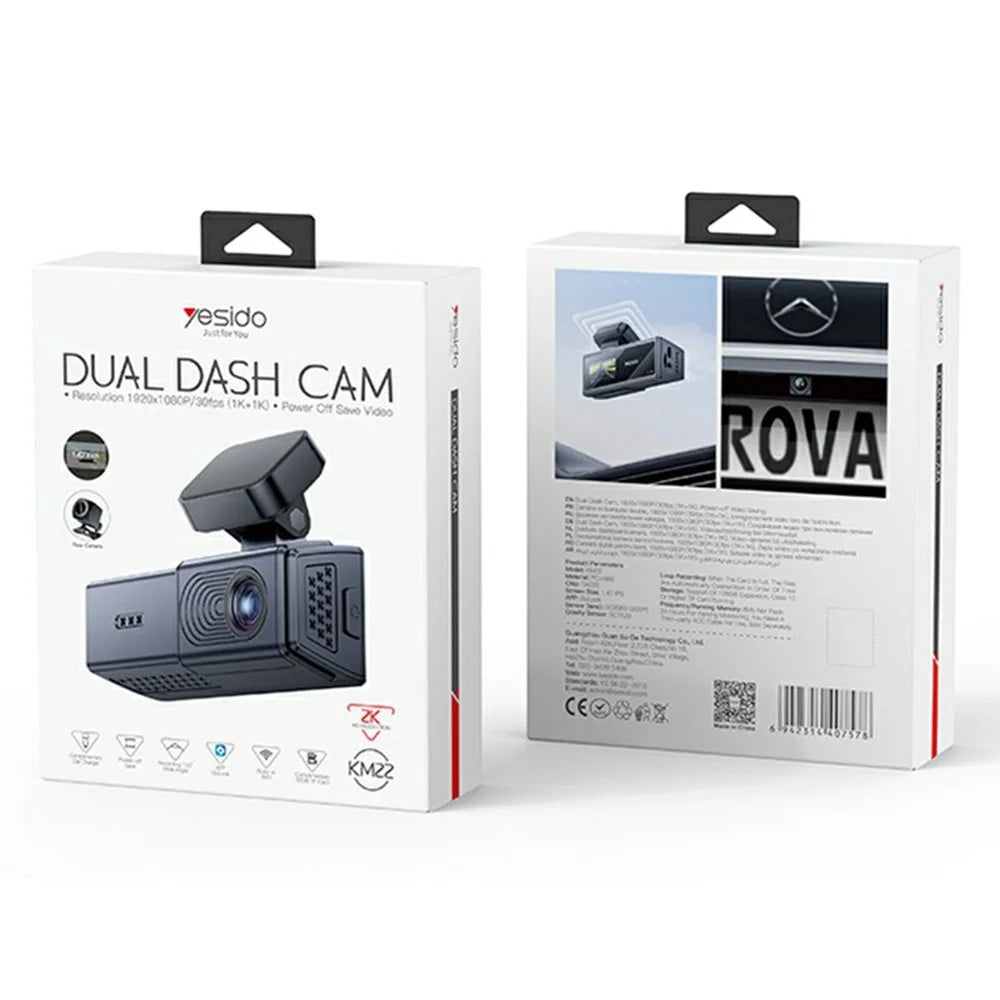 YESIDO KM22 Dual Channel Car Dash Cam Wide Angle 24 / 7 Monitoring 1080P Driving Recorder - 7