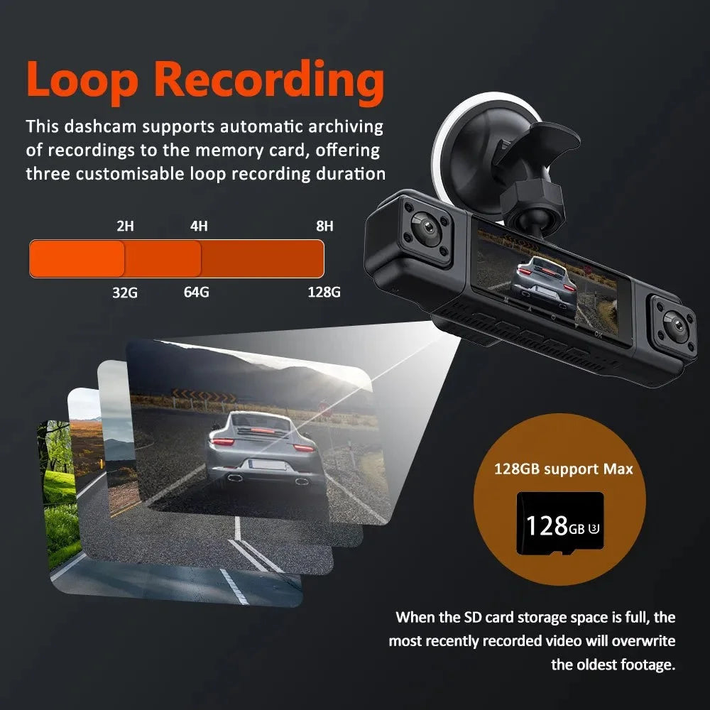 3.0 Inch IPS Screen 1080P HD Recording Dash Cam for Car 4 Lens Front Rear Side View Vehicle DVR - 6