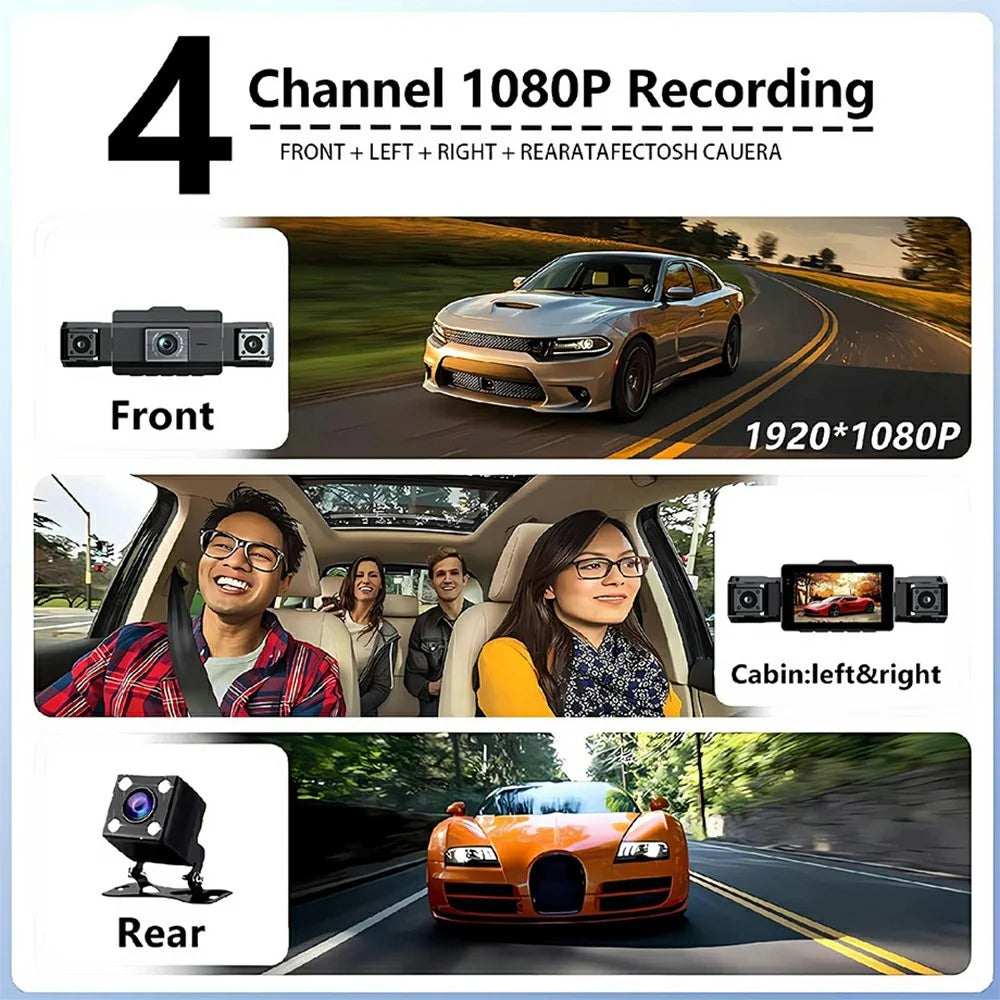 9728D 1080P WiFi Dash Cam HD 4 Channel Cameras with Night Vision Loop Recording - 4