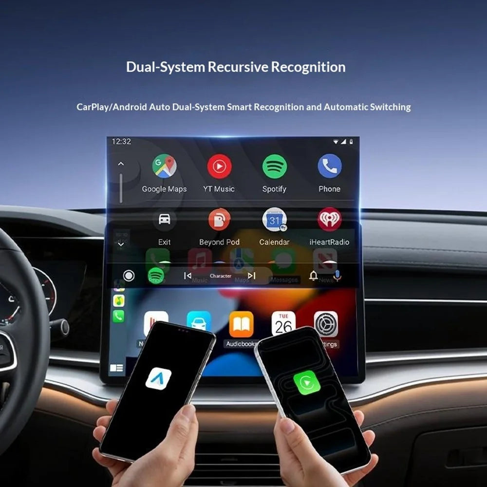 YESIDO KM32 Wireless CarPlay Adapter Dual Core Car Android Auto Adapter for Apple Android - Black - 5