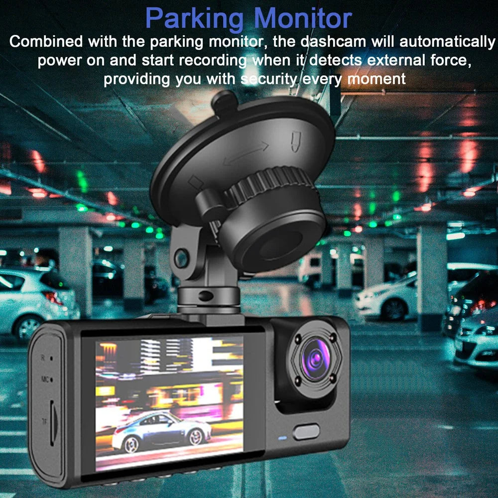 C309 2.0" IPS Screen 3-Lens Car Dash Cam Full HD 1080P Car Video Recorder 130-Degree Wide Angle Car Recorder - 5