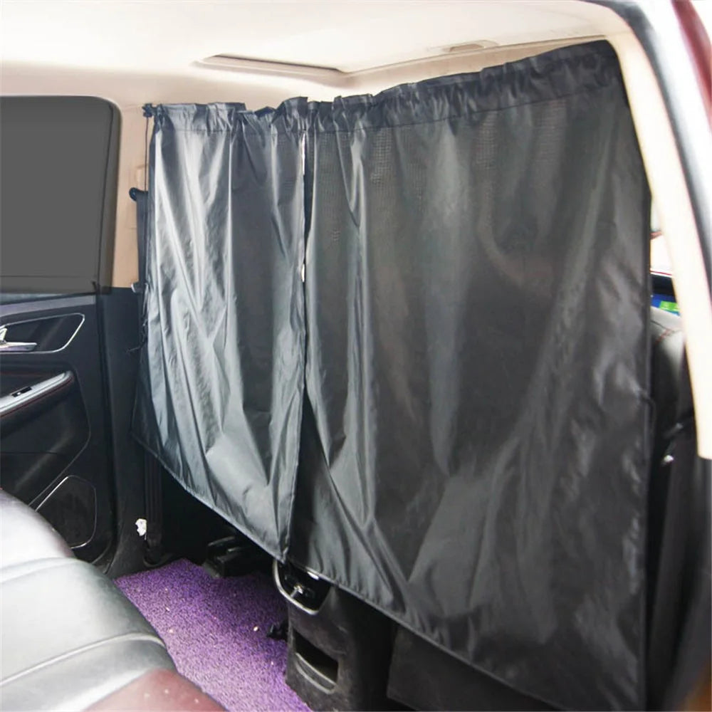 Double Layer 190T Pongee Car Partition Curtain Privacy Protection Divider Curtain with 2 Rear Window Curtains - 4
