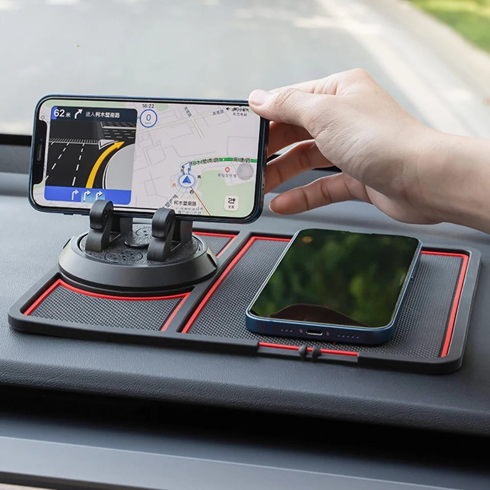 BAVISS B-58 Non-slip Phone Pad for Car, Car Dashboard Phone Mat with Number Plate and Aromatherapy Holes - Black - 3