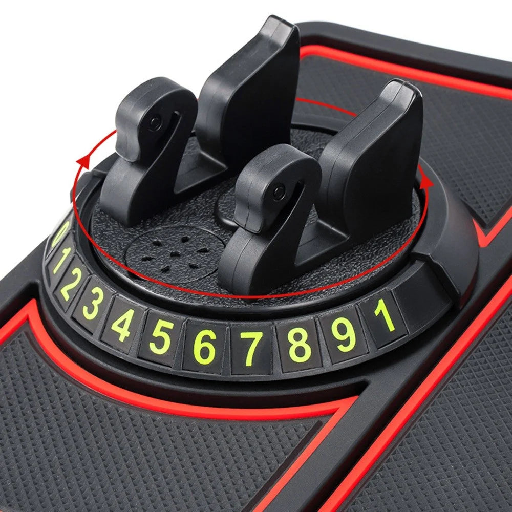 BAVISS B-58 Non-slip Phone Pad for Car, Car Dashboard Phone Mat with Number Plate and Aromatherapy Holes - Black - 6