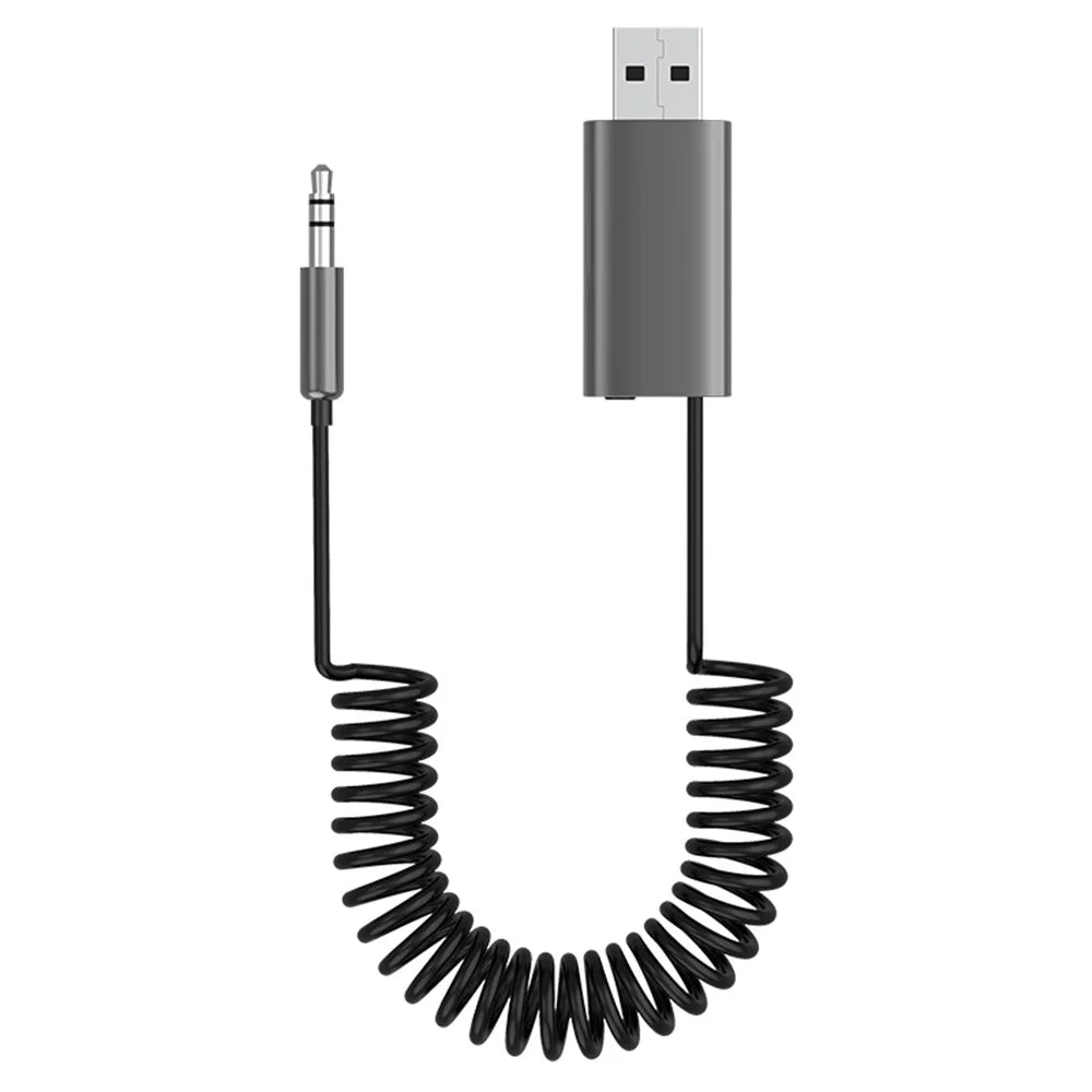 M01 Car Bluetooth-compatible Receiver Hands-Free Call Spring Cord 3.5mm AUX Stereo Car Audio Wireless Adapter - 1