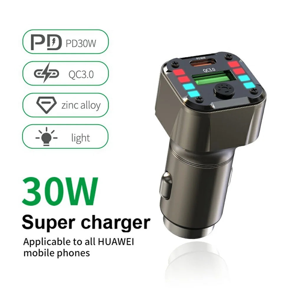 K24 Car Charger PD 30W QC 3.0 Super Charger Dual Ports Car Charging Adapter for iPhone / Samsung / Huawei - 2