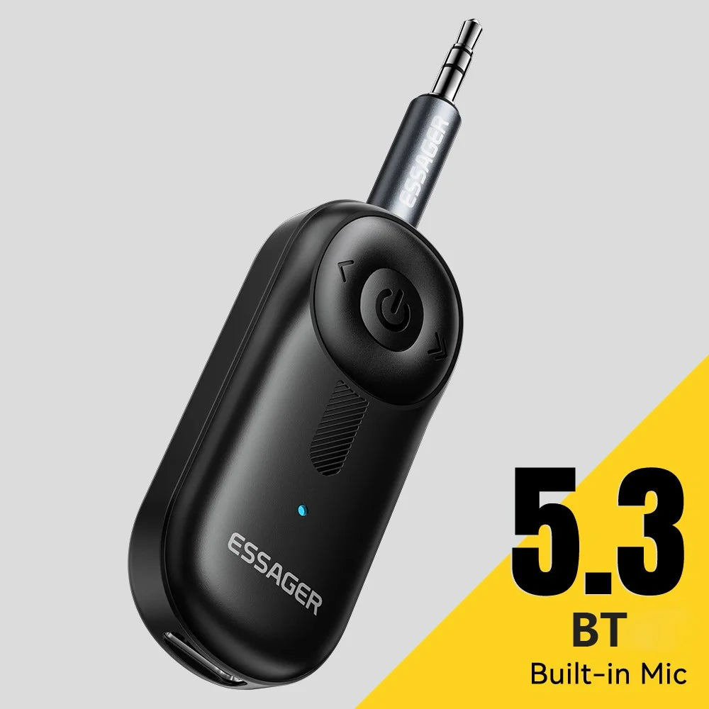 ESSAGER Audio Receiver Wireless Transmitter with Microphone Clip On Bluetooth-Compatible Adapter - 3