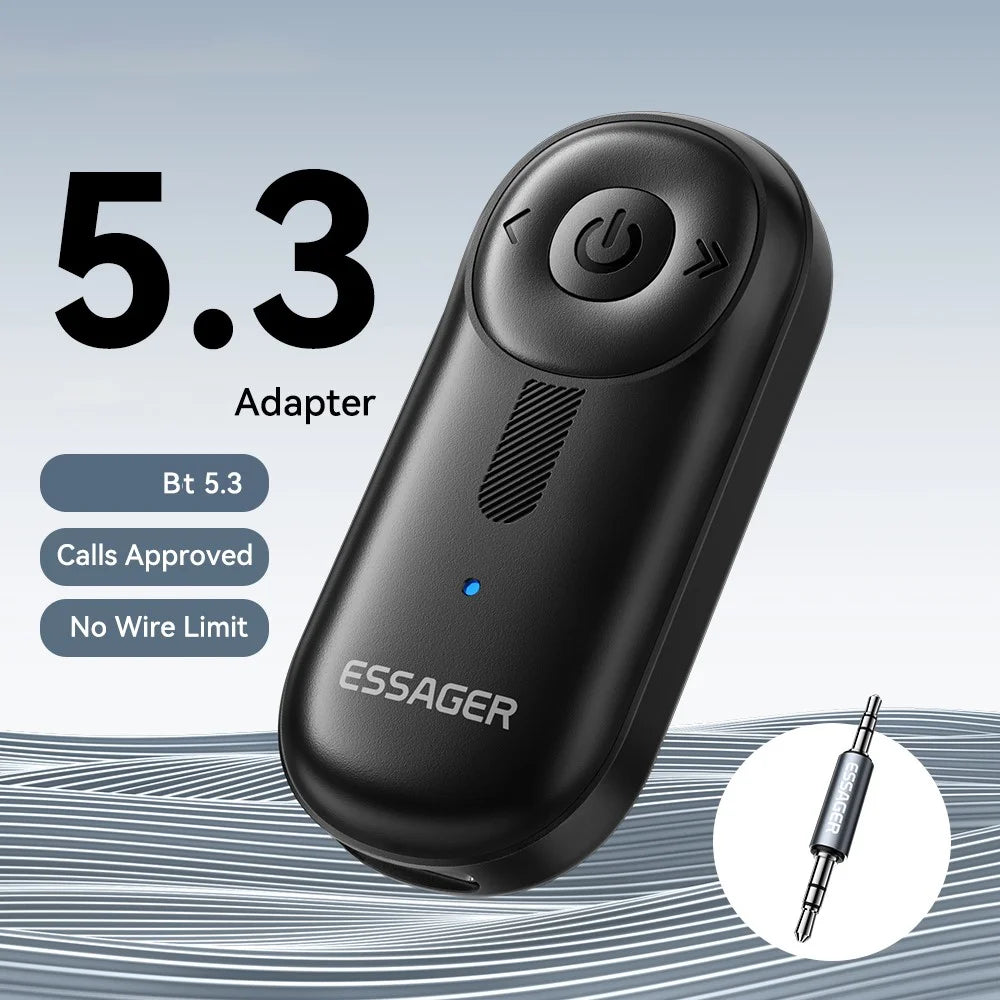 ESSAGER Audio Receiver Wireless Transmitter with Microphone Clip On Bluetooth-Compatible Adapter - 5