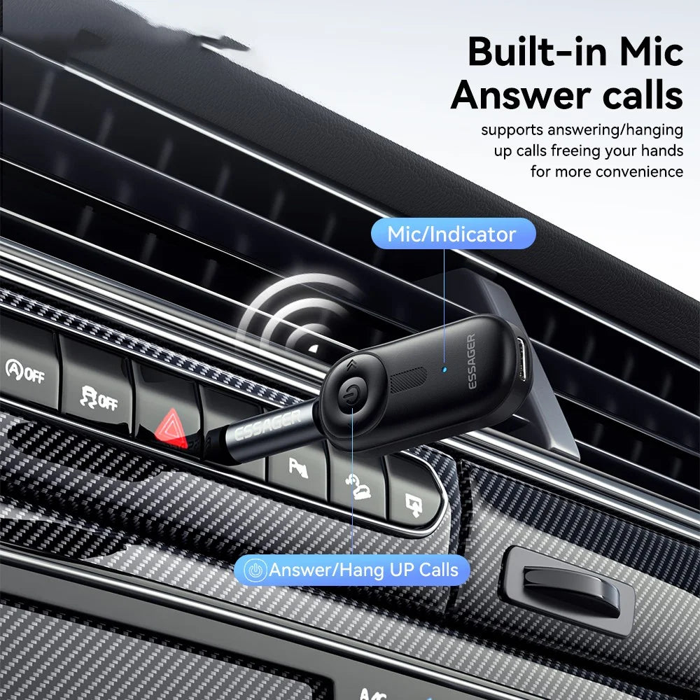 ESSAGER Audio Receiver Wireless Transmitter with Microphone Clip On Bluetooth-Compatible Adapter - 6