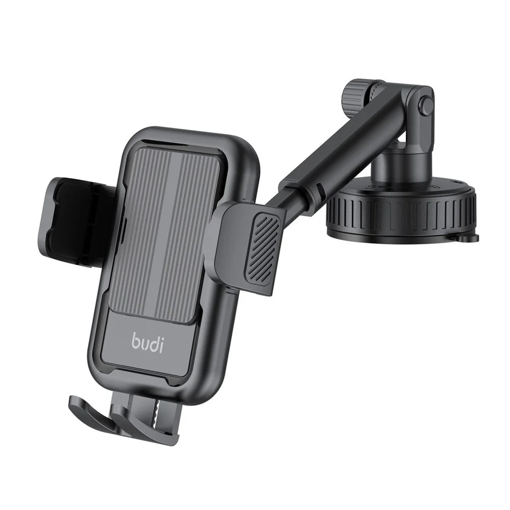 BUDI CM590B Suction Cup Base Car Mount Phone Holder One Hand Operation Adjustable Cellphone Bracket - 4
