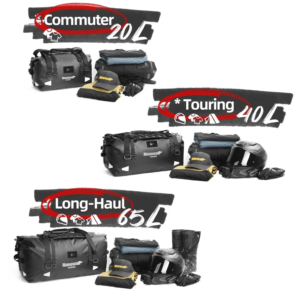 RHINOWALK MYS2405 65L Expandable Motorcycle Rear Seat Waterproof Bag MOLLE Motorbike Luggage Bag - 3