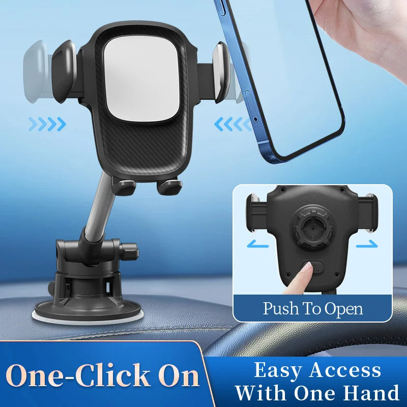 HS17+C17 Car Phone Holder Dashboard Windshield Suction Cup Mount 360 Degree Rotatable Cellphone Bracket - Black+Silver - 6