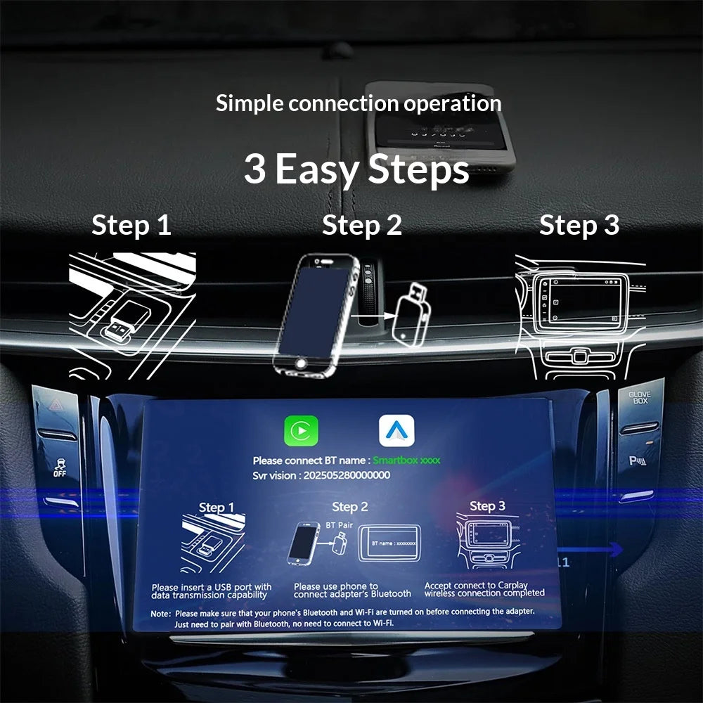 K18 2 in 1 Bluetooth-compatible 5.2/WiFi Wireless CarPlay Adapter Android Auto Mini USB Dongle - Black - 5