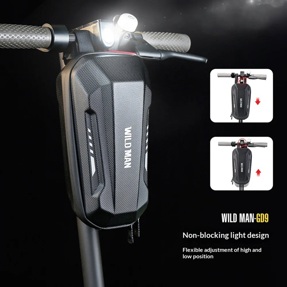 WILD MAN GD9 Electric Scooter Front Bag Waterproof EVA Hard Shell Bike Handlebar Storage Bag - Black/3L - 4