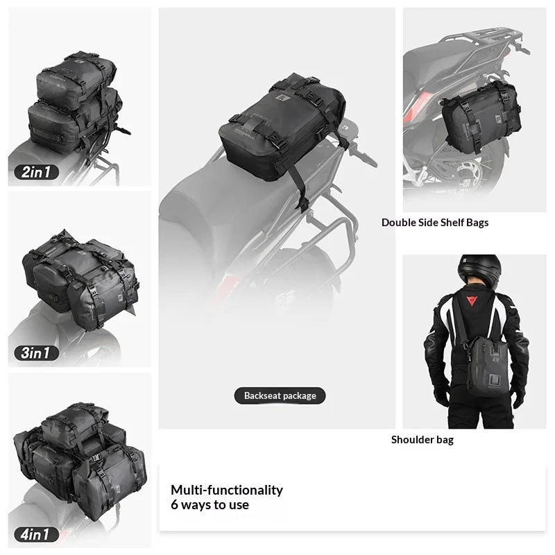 RHINOWALK MT2215 15L Motorcycle Tail Bag Waterproof Rear Seat Cargo Rack Bag for Touring Adventure - MT2215GR Olive Green - 2