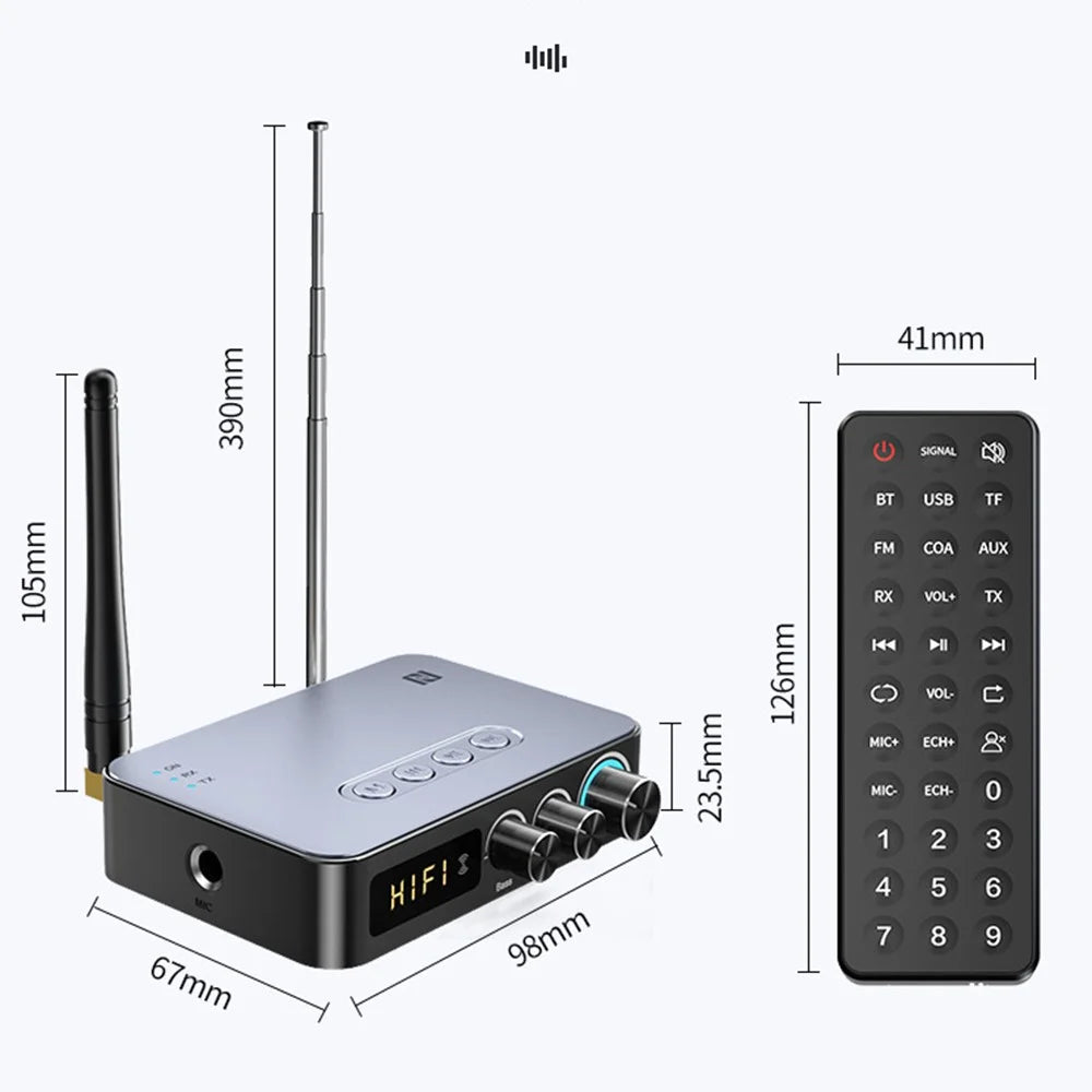 M9 Bluetooth-compatible 5.1 Transmitter Receiver Adapter FM Radio 4-in-1 NFC Audio Adapter Converter Support U Disk / TF Card Playback and Transmit - 7
