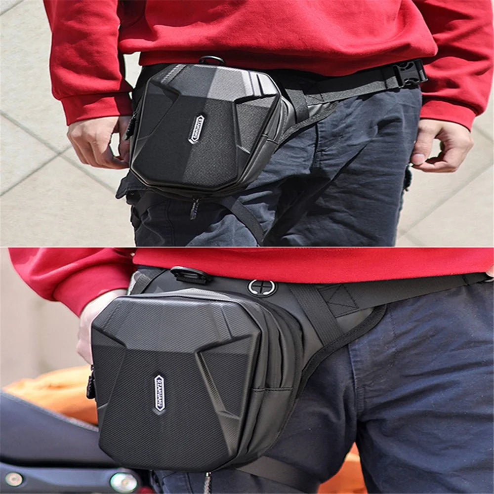 RZAHUAHU Hard Shell 600D Waterproof Fabric Motorcycle Riding Waist Bag Phone Tools Storage Crossbody Bag - 3