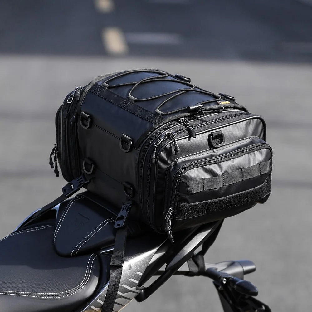 RHINOWALK MT4026 19L Expandable Motorcycle Rear Rack Storage Bag Motorbike Tail Pannier Pack - Black - 7