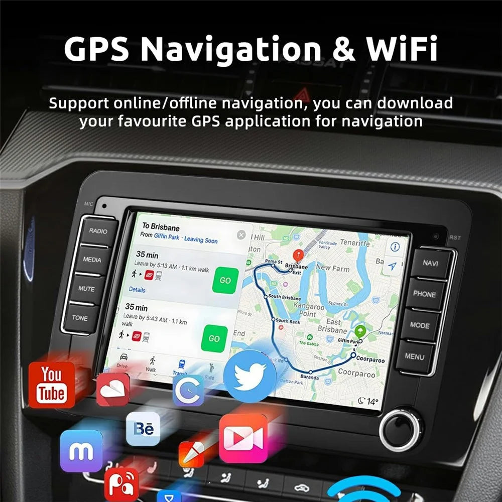 7 Inch Android 15 Car Stereo 2G+32G CarPlay Player Android GPS Navigation 12-LED Backup Camera Auto Player for Volkswagen Golf MK5 / Polo Passat Jetta - 3