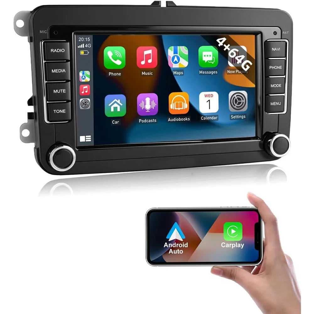 7 Inch Android 15 Car Stereo 4G+64G CarPlay Player Android GPS Navigation 12-LED Backup Camera Auto Player for Volkswagen Golf MK5 / Polo Passat Jetta - 2
