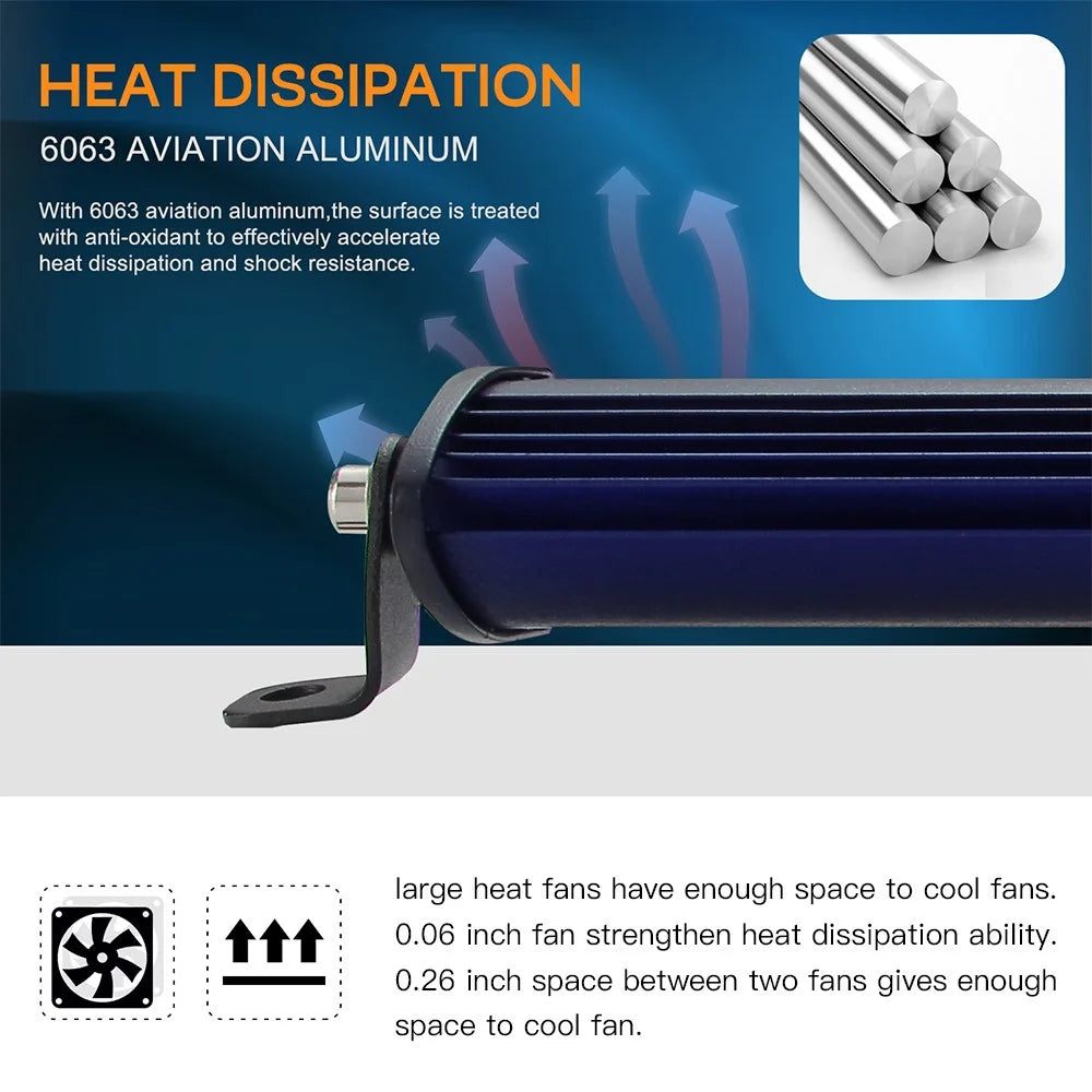 D0003 YSJ 20 inch 54W Ultra-slim Car Truck Tractor LED Work Light Spot Light Waterproof Shockproof Lamp Bar - 2