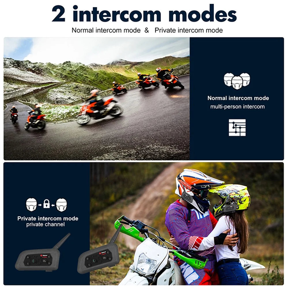 TELEHEER V6 Plus Motorcycle Helmet Bluetooth-compatible Walkie-Talkie with Headset Waterproof BT Wireless Walkie-Talkie Support 1500m Distance - 5