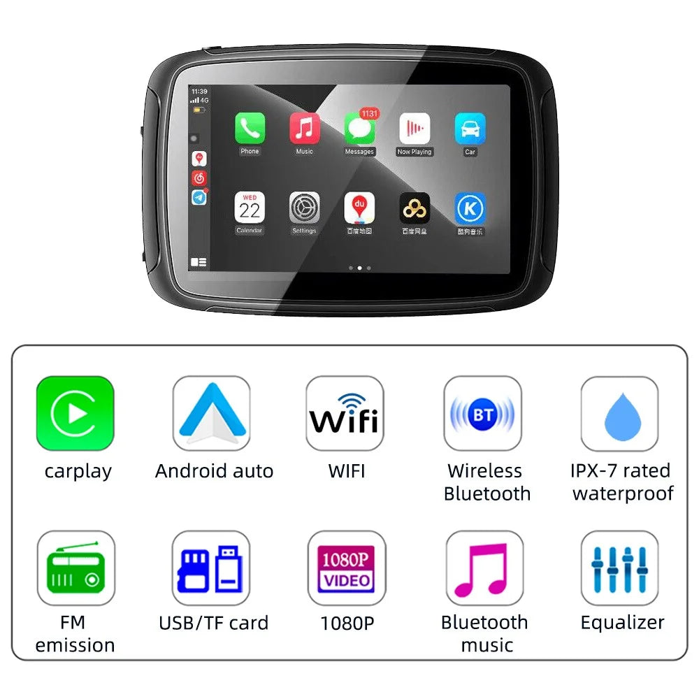 PND-Q5 5-inch Wireless Car Play Portable Motorcycle Navigator Bluetooth-compatible HD Video Playback - 4