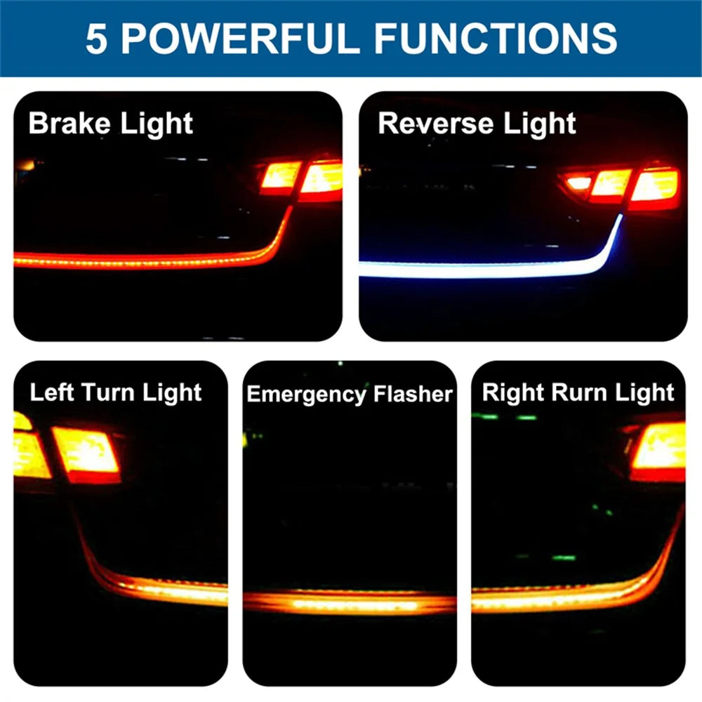 1.5m 72-LED Strip Car Trunk Illumination Rear Brake Backup Lamp Waterproof Turn Signal Light - 3