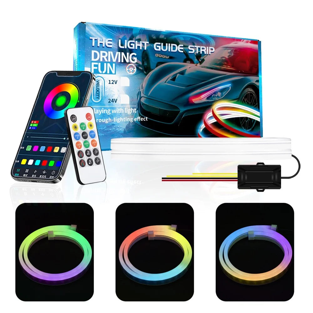 DR60 1-to-2 12V RF Car Driving Lights Bar APP Control LED Strip Lights Starter Scan Daytime Car Colorful Turn Signal - 1