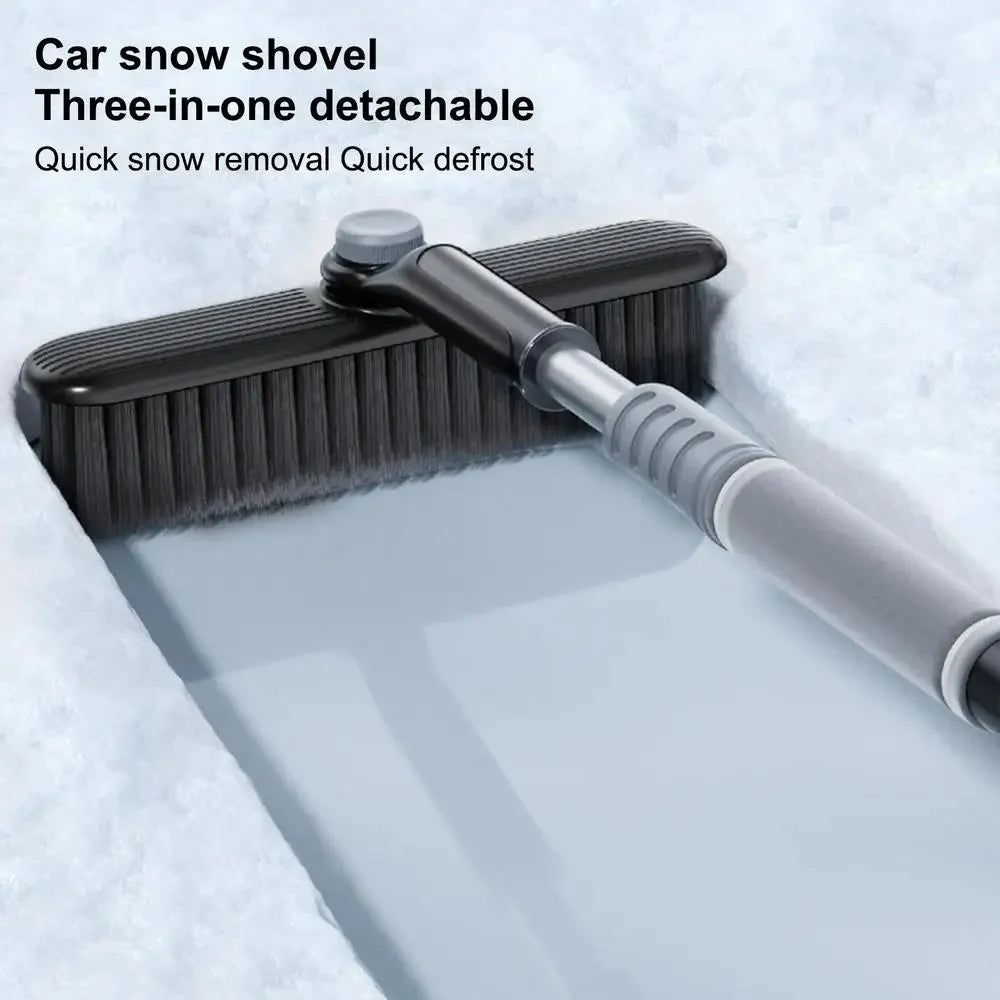 9742 Detachable 3-in-1 Snow Brush Ice Shovel Telescopic Rod Snow Removal Tool Set for Car Windscreen - Grey - 3