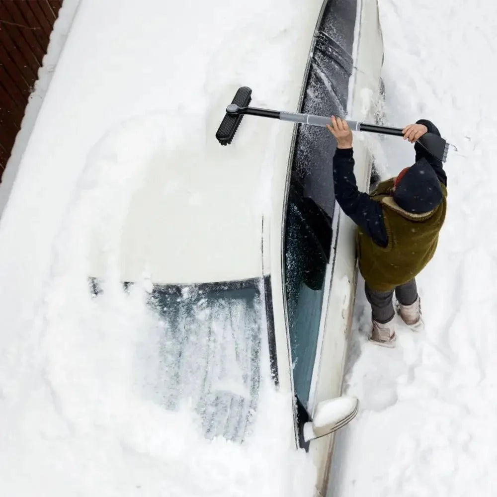9742 Detachable 3-in-1 Snow Brush Ice Shovel Telescopic Rod Snow Removal Tool Set for Car Windscreen - Grey - 7