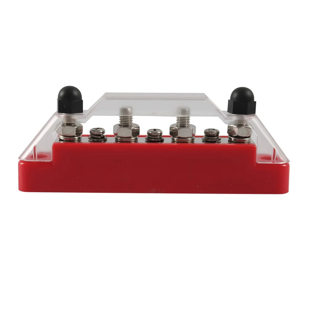 A7473 2Pcs / Set 7-Way Power Distribution Block 4 x M6 Terminal Studs, 3 x M4 Terminal Screws Battery Bus Bar for Car Marine Boat (Black+Red) - 3