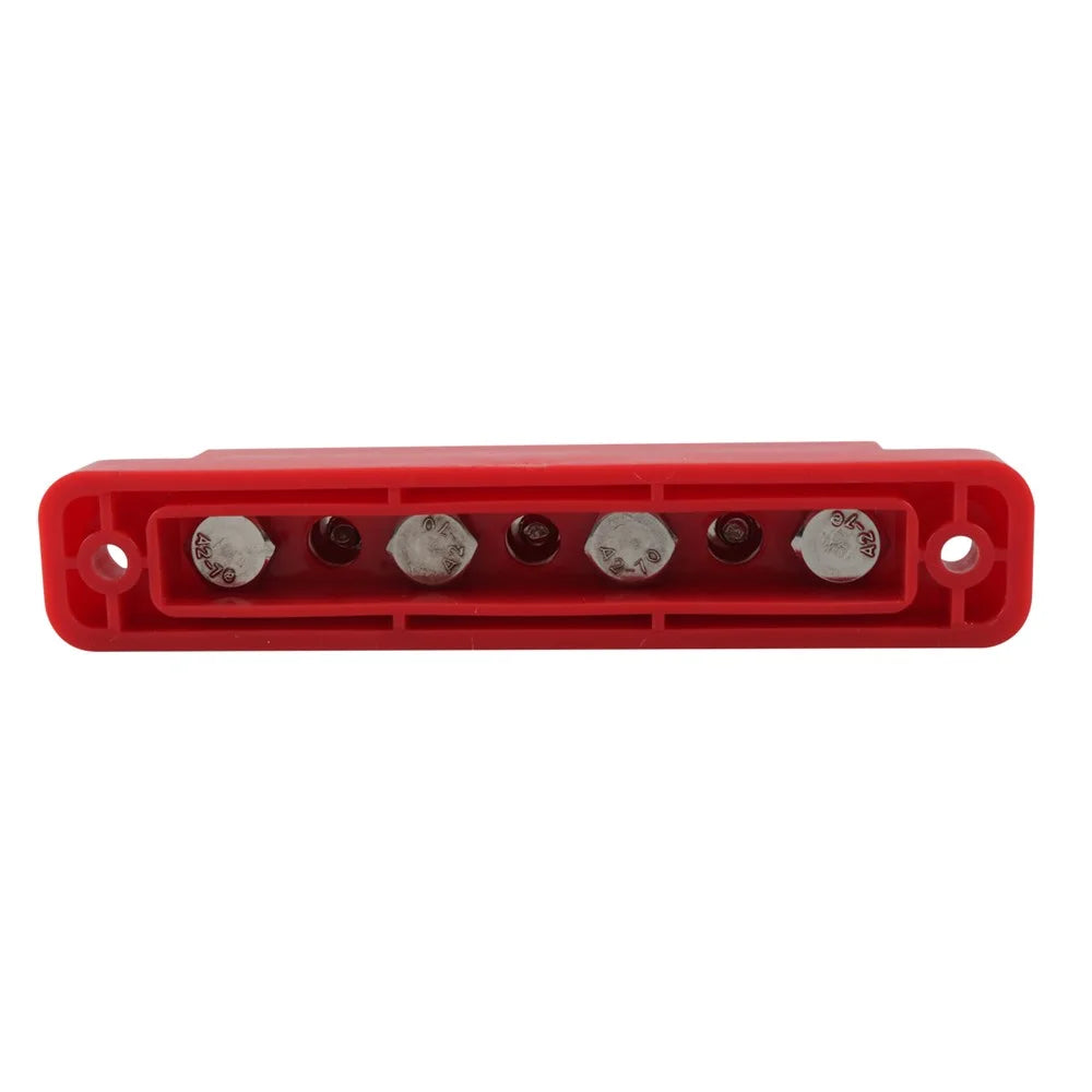 A7473 2Pcs / Set 7-Way Power Distribution Block 4 x M6 Terminal Studs, 3 x M4 Terminal Screws Battery Bus Bar for Car Marine Boat (Black+Red) - 4