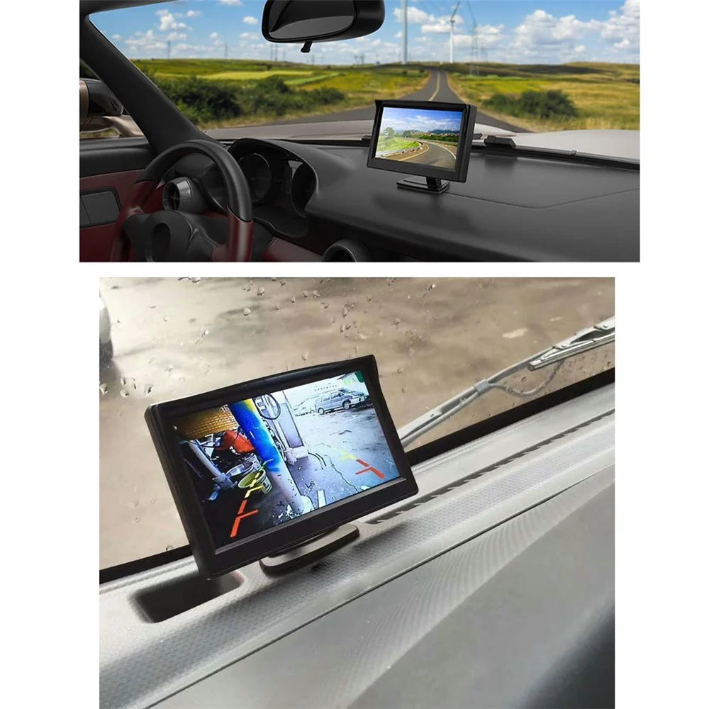 RH-502 5'' LCD Display Screen Car Parking Reverse System 4-LED Camera with Video Line - 4